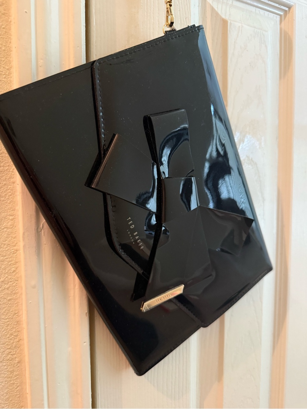 Ted Baker Black Patent Bow Envelope Bag